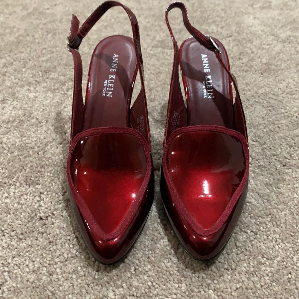 SOLD….Patent leather sling back pumps